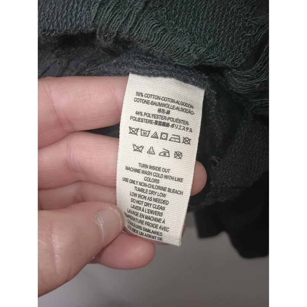 Free People Found My Friend Mock Neck Distressed Sweatshirt Charcoal Grey Small